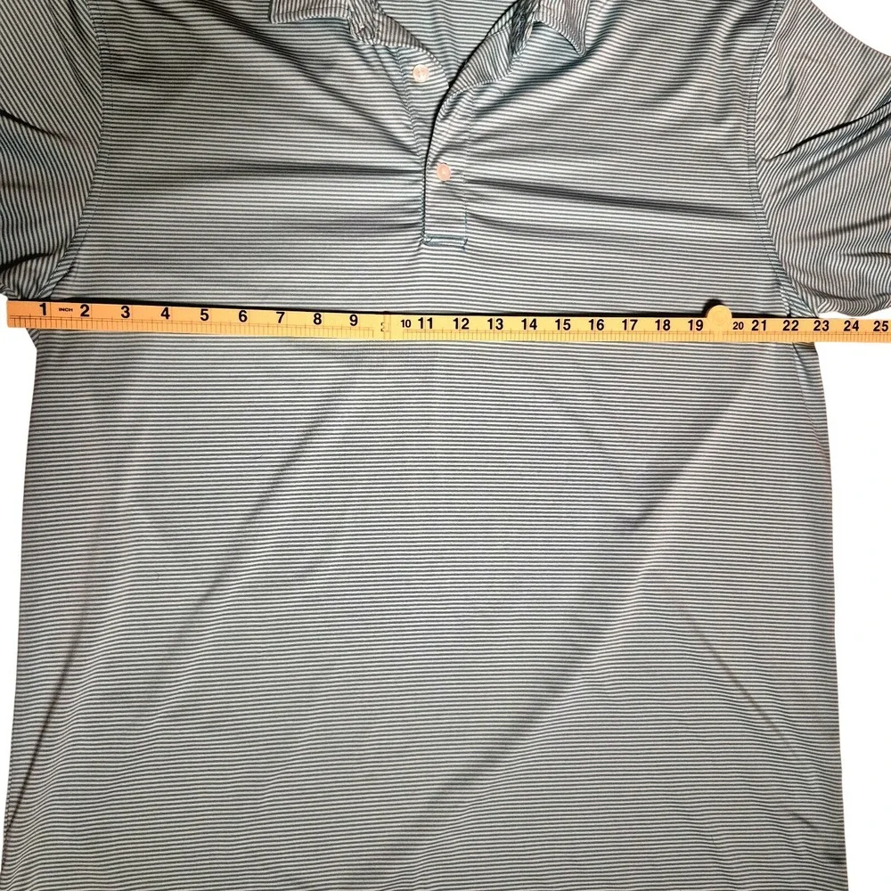 Dunning‎ Golf Mens XL Teal Striped Performance Polo Shirt Stretch